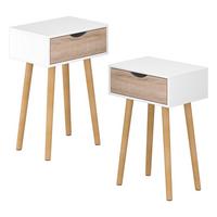BEISTELLTISCH-SET 2 TLG. Östersund - Eichefarben/Weiß, Holz/Holzwerkstoff (29.5/40/60cm) - [en.casa]