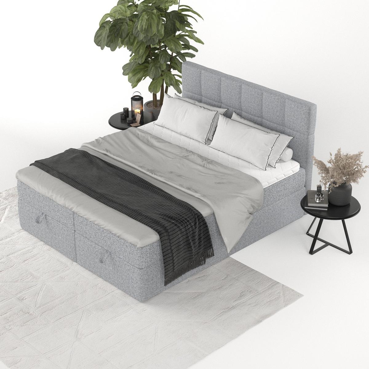 BOXBETT Savio 200/200 cm Grau im Riva Stoff - Schwarz/Grau, Holz/Holzwerkstoff (200/200cm) - AltaBeds