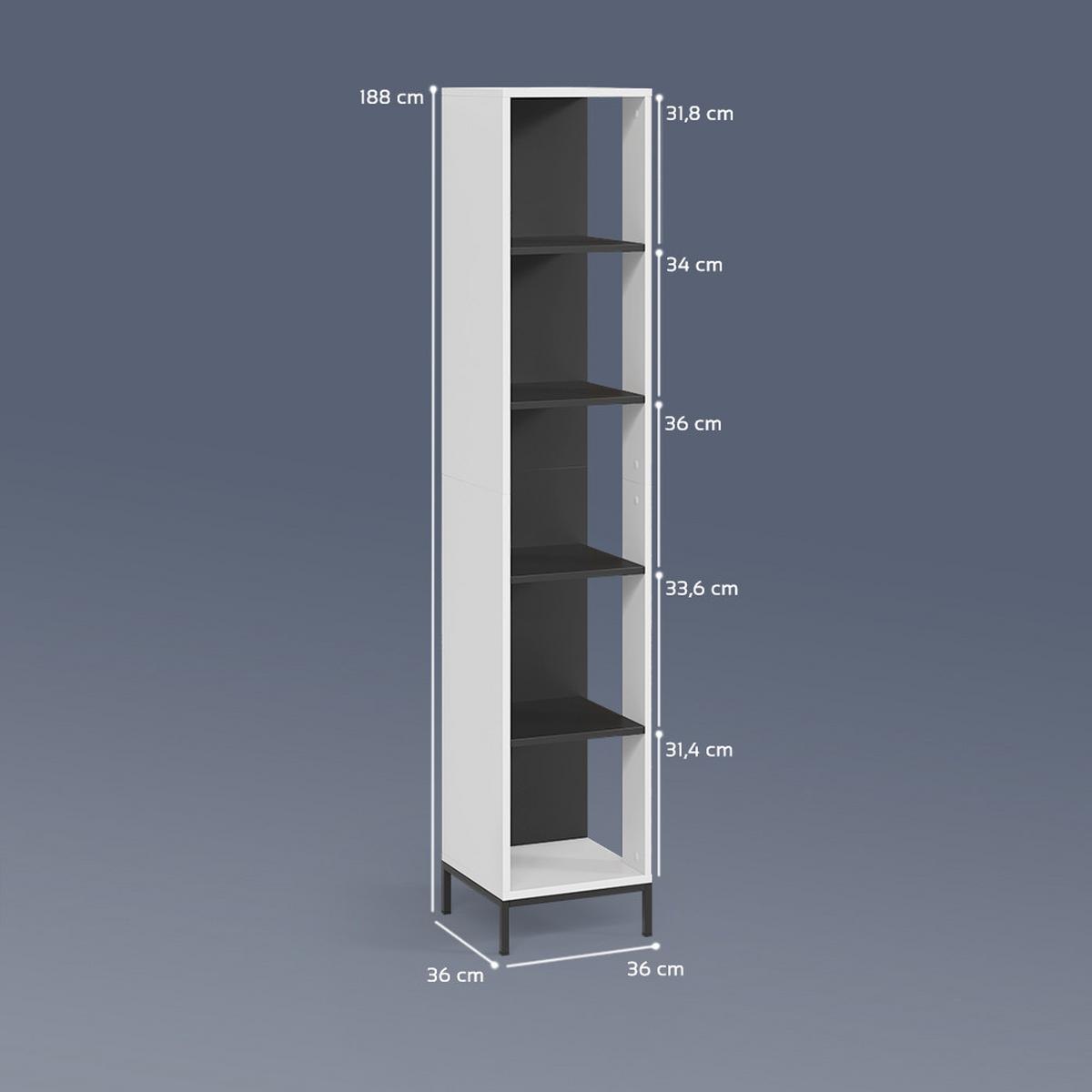 BÜCHERREGAL Aterno Weiß mit 5 Fächern - Weiß, Holzwerkstoff (36/188/36cm) - Livinity®
