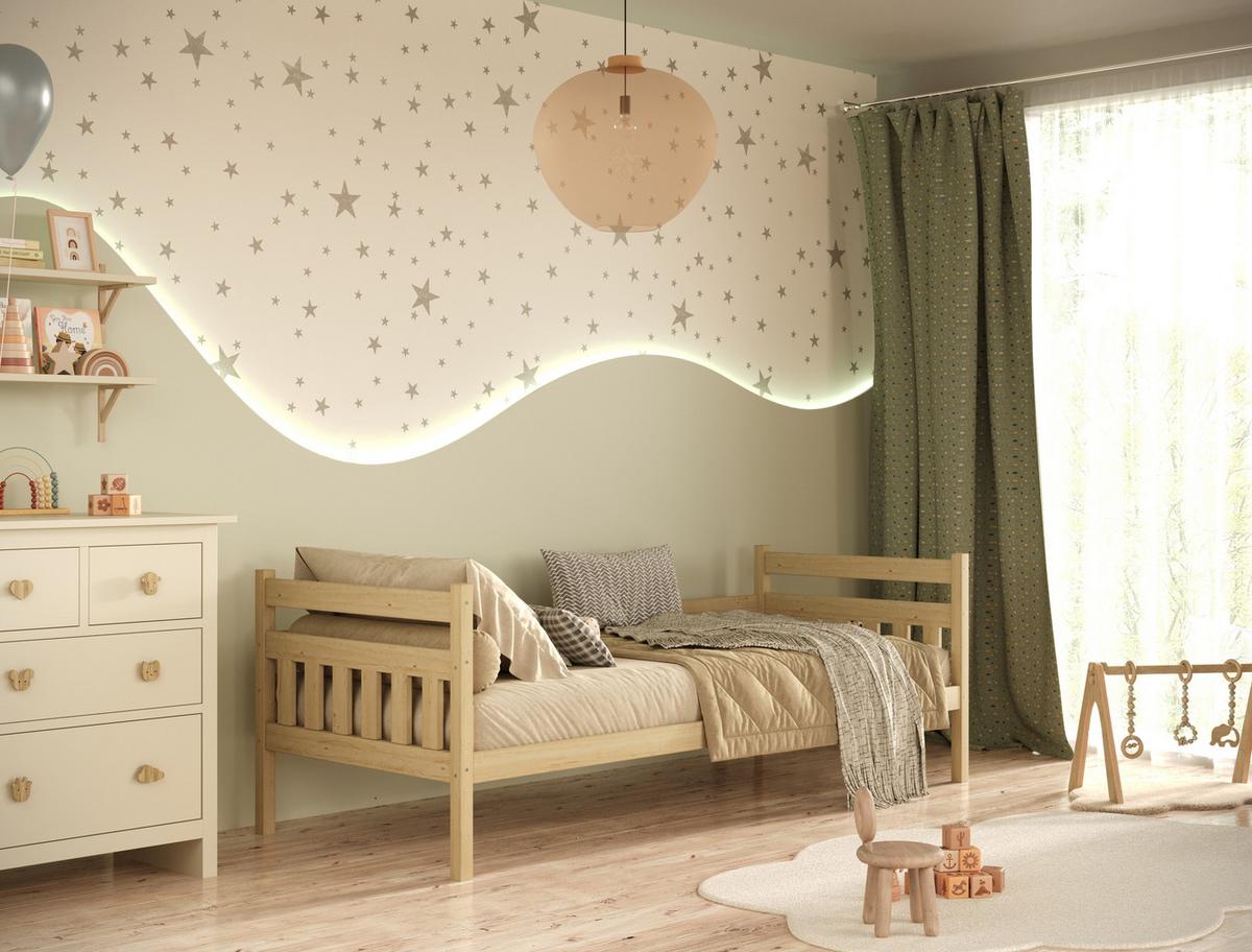 KINDERBETT Dawid mit Matratze 90/180 Natur unlackiert 90/180 - Sonoma Eiche, Holz (90/180cm) - RAUMHIRSCH FURNITURE