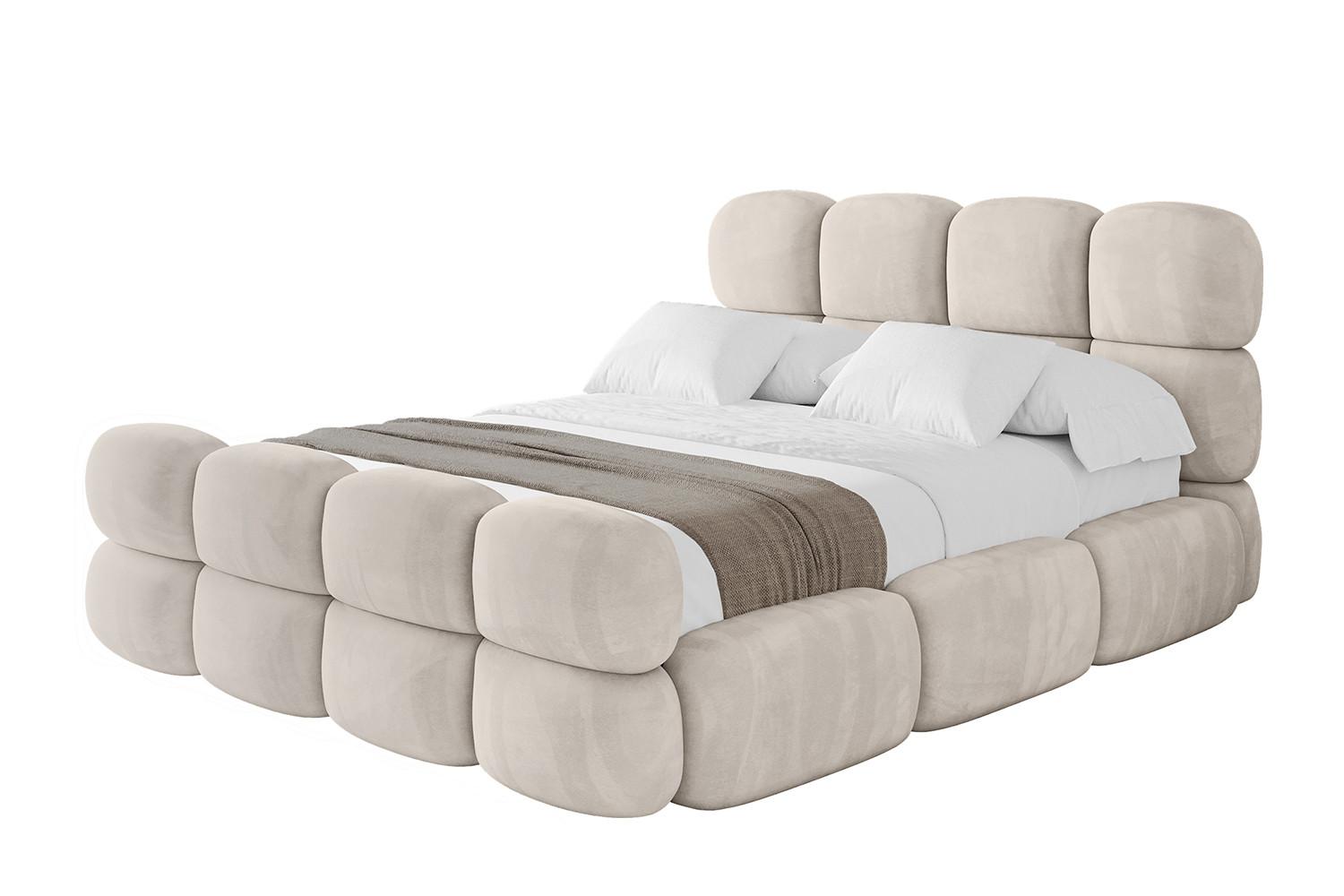 POLSTERBETT mit Bettkasten, Fußteil und Lattenrost, Boxbett ohne Matratze - NOMA-Z 180x200 Beige - Beige, Holzwerkstoff/Textil (180/200cm) - ALTDECOR