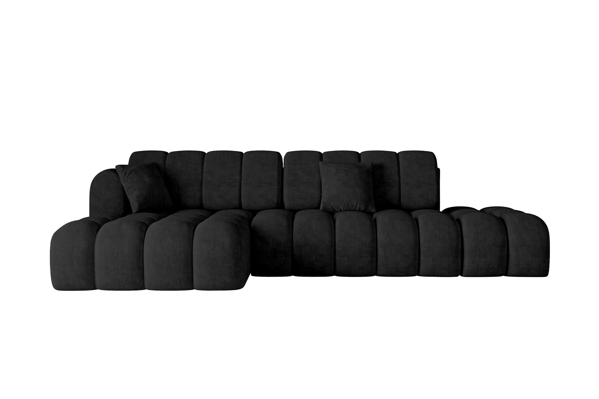 ECKSOFA mit Schlaffunktion Ottomane Links OLEA-L2 321x164x75 Schwarz Velours - Schwarz, Holzwerkstoff/Kunststoff (321/164cm) - ALTDECOR