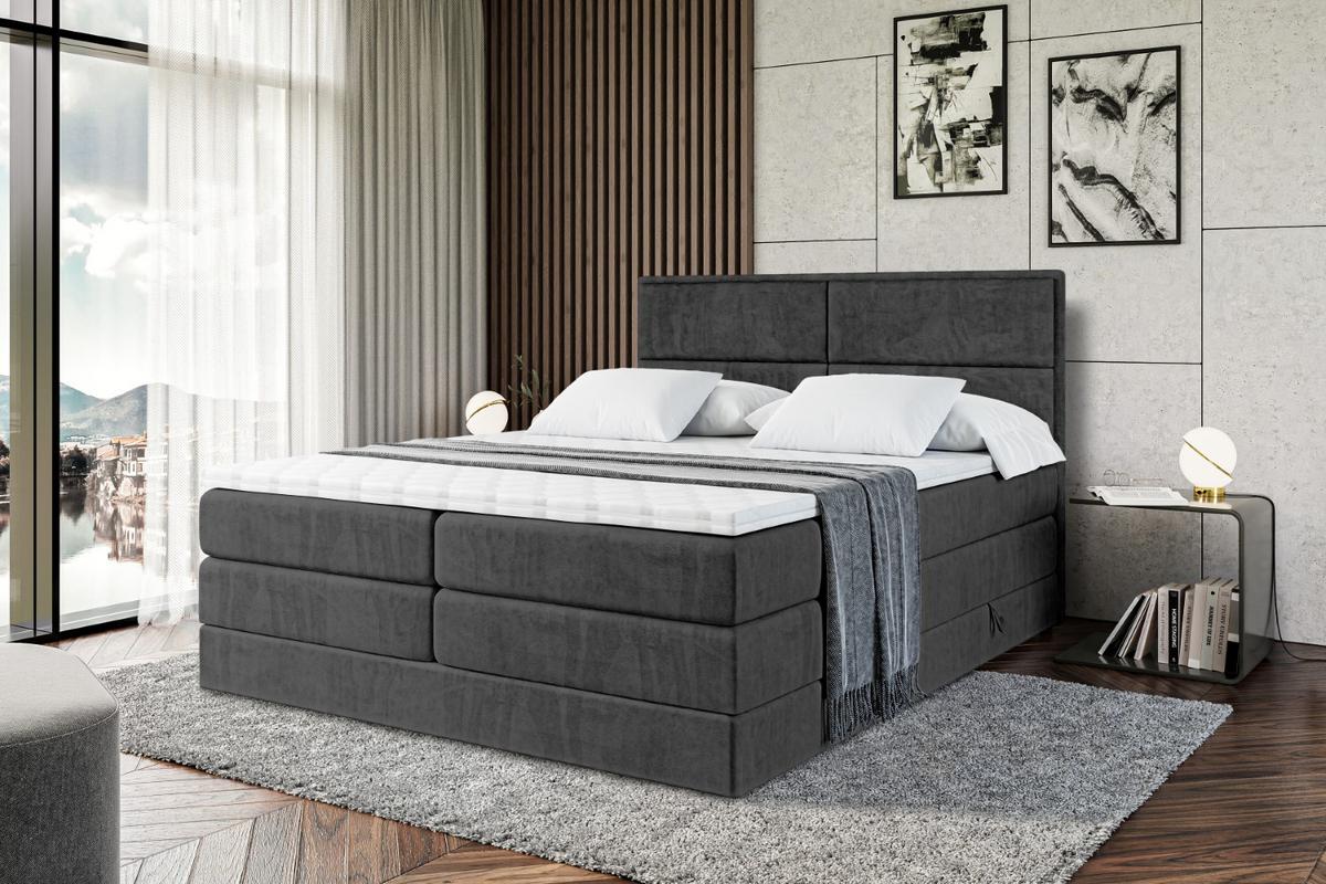 BOXSPRINGBETT AURA KING - 140 x 200 - H3/H4 - Schwarz - Schwarz, Holzwerkstoff (140/200cm) - ALTDECOR