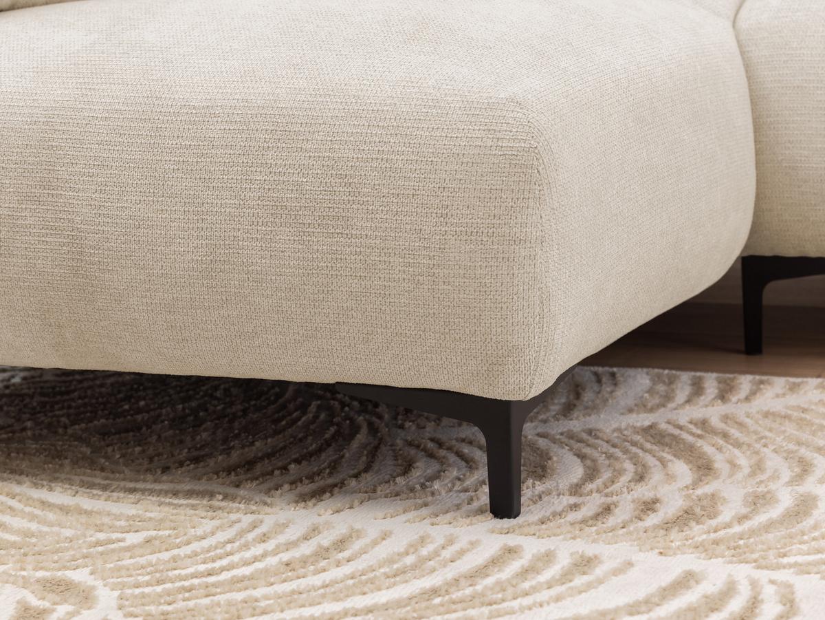 ECKSOFA Cardea in Bubble-Optik aus weichem Hellbeige Strukturstoff mit hohem Sitzkomfort - Ottomane links - Beige/Schwarz, Holz/Textil (170/230cm) - S-Style