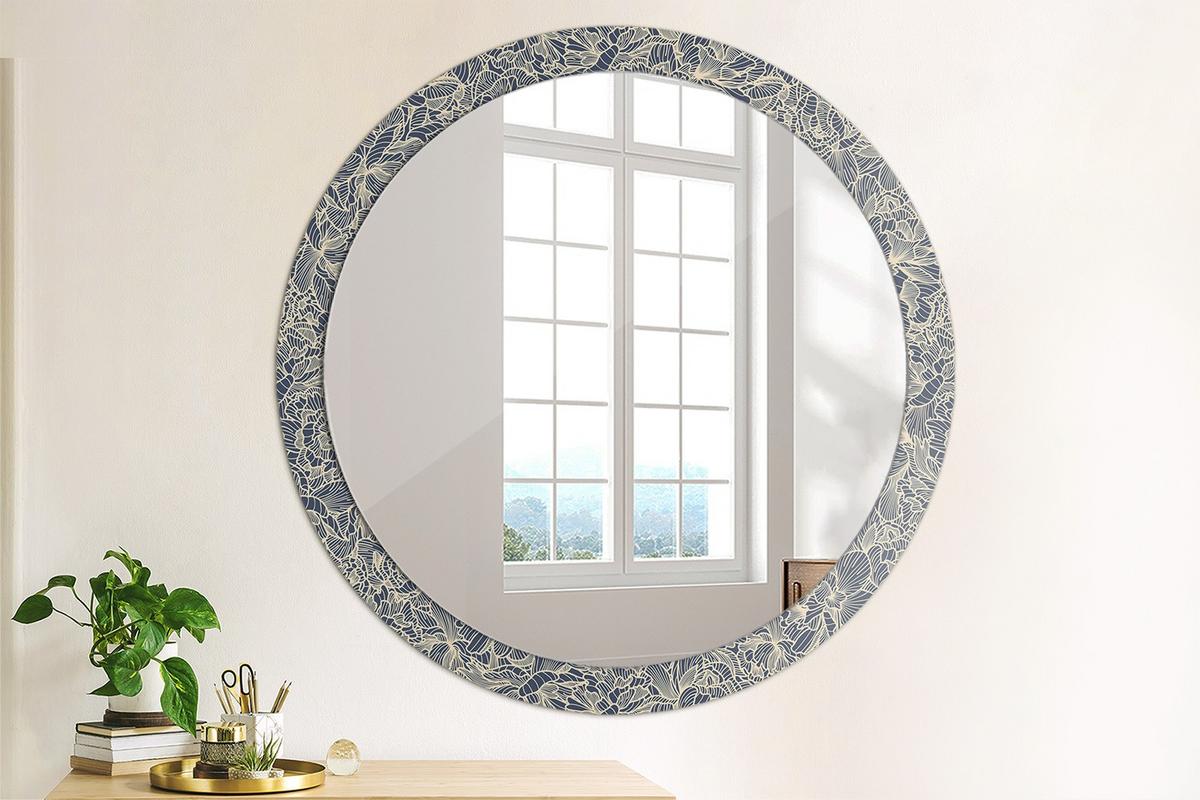 SPIEGEL Rund Ø 100 cm mit Aufdruck - Dunkelblau, Glas (100/100/0.4cm) - Wallfluent