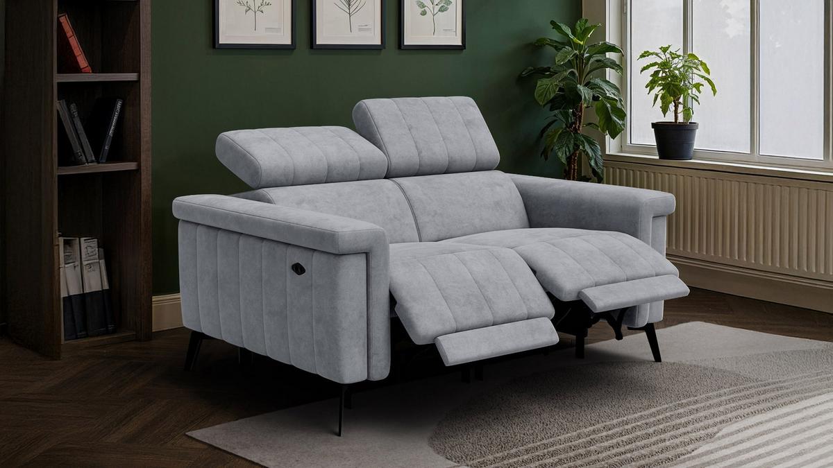 RELAXSOFA NORDEL 2-Sitzer, grau - Schwarz/Grau, Holz/Textil (150/80/105cm) - Wozimo