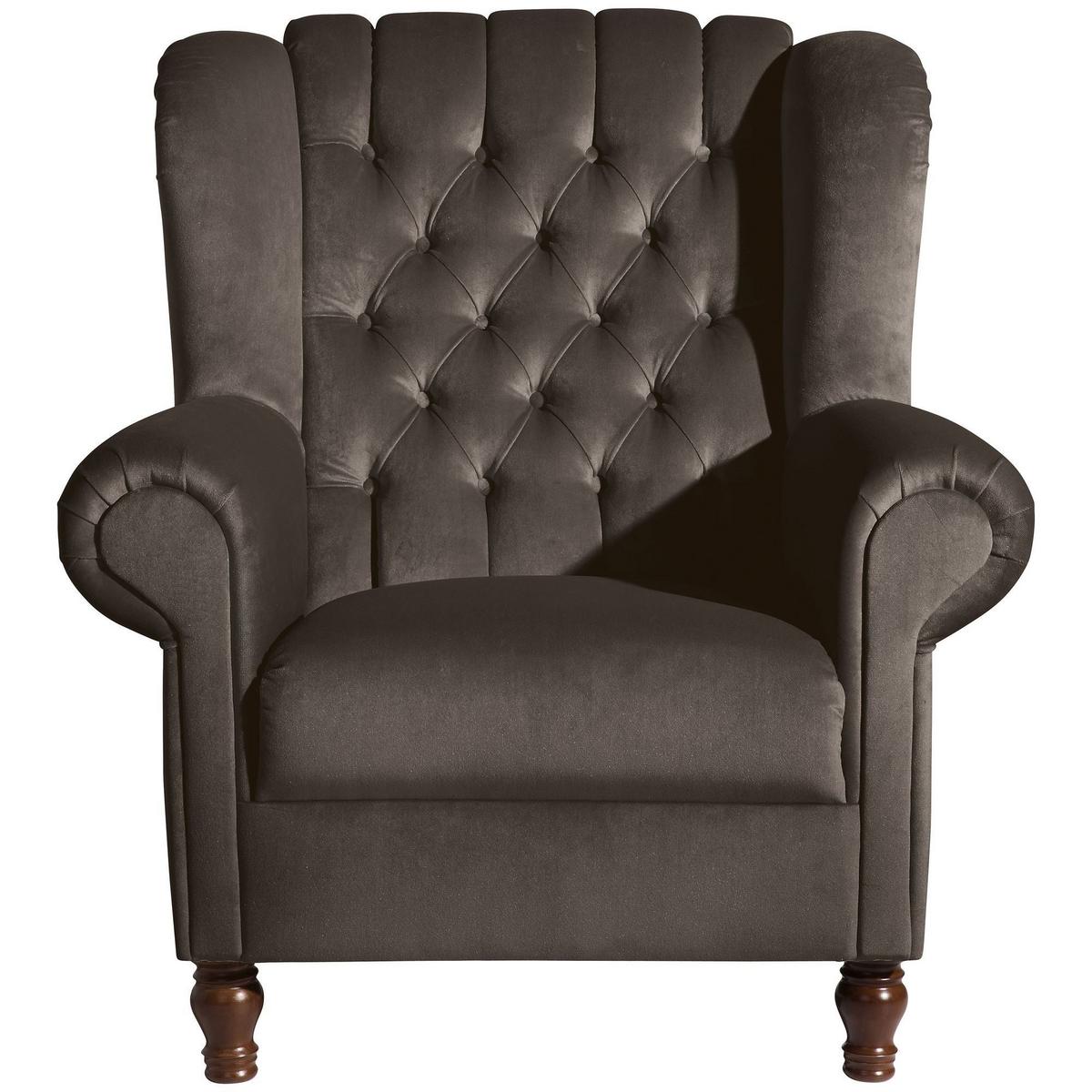 OHRENBACKENSESSEL Katreen Bezug Samtvelours Buche nussbaum dunkel / braun - Braun, Kunststoff (91/101/90cm) - 58aufmkessel