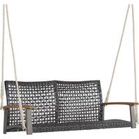 SCHAUKELBANK Braun（2er-Set) - Braun, Naturmaterialen (131/54/68cm) - COSTWAY