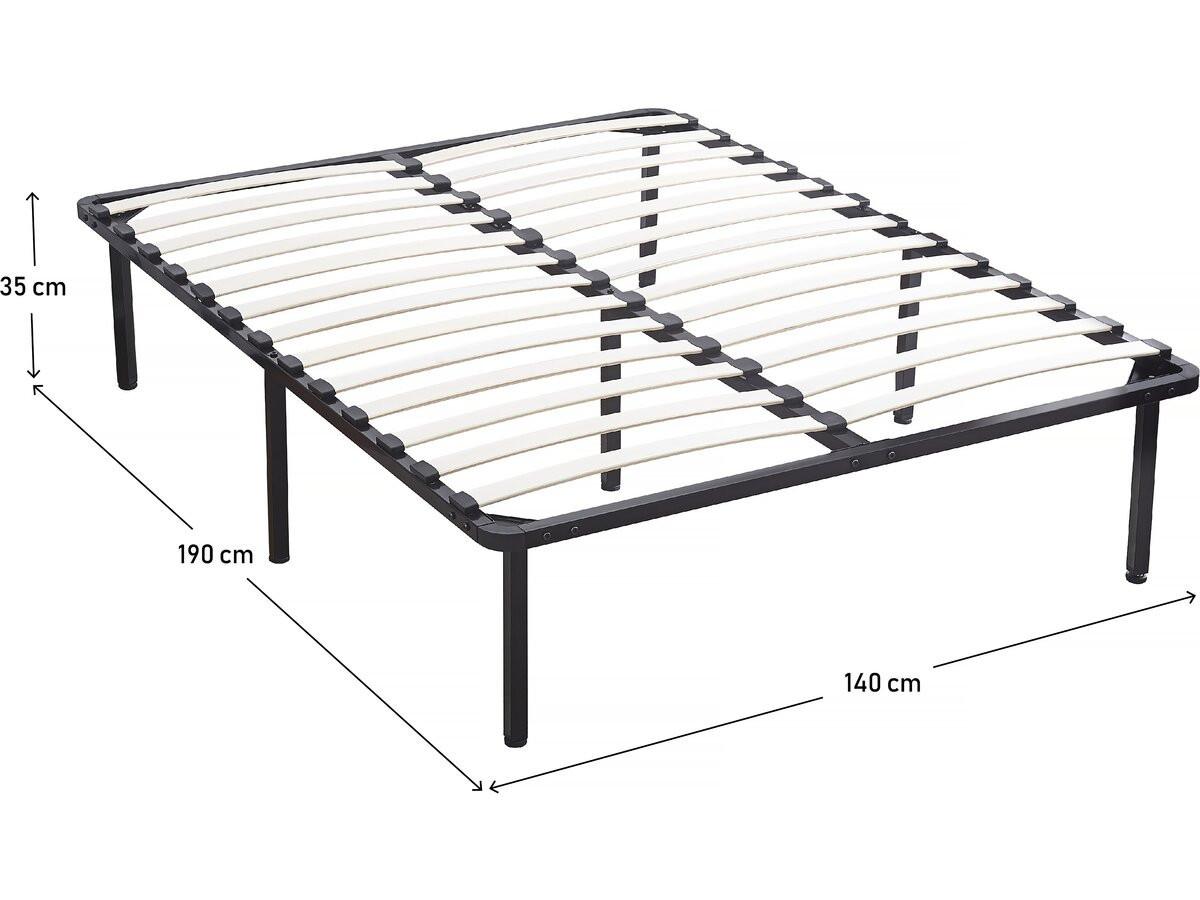 LATTENROST cadre à lattes + pieds pour matelas 140 x 190 cm - 26 lattes - Schwarz, Metall - Habitat Garten