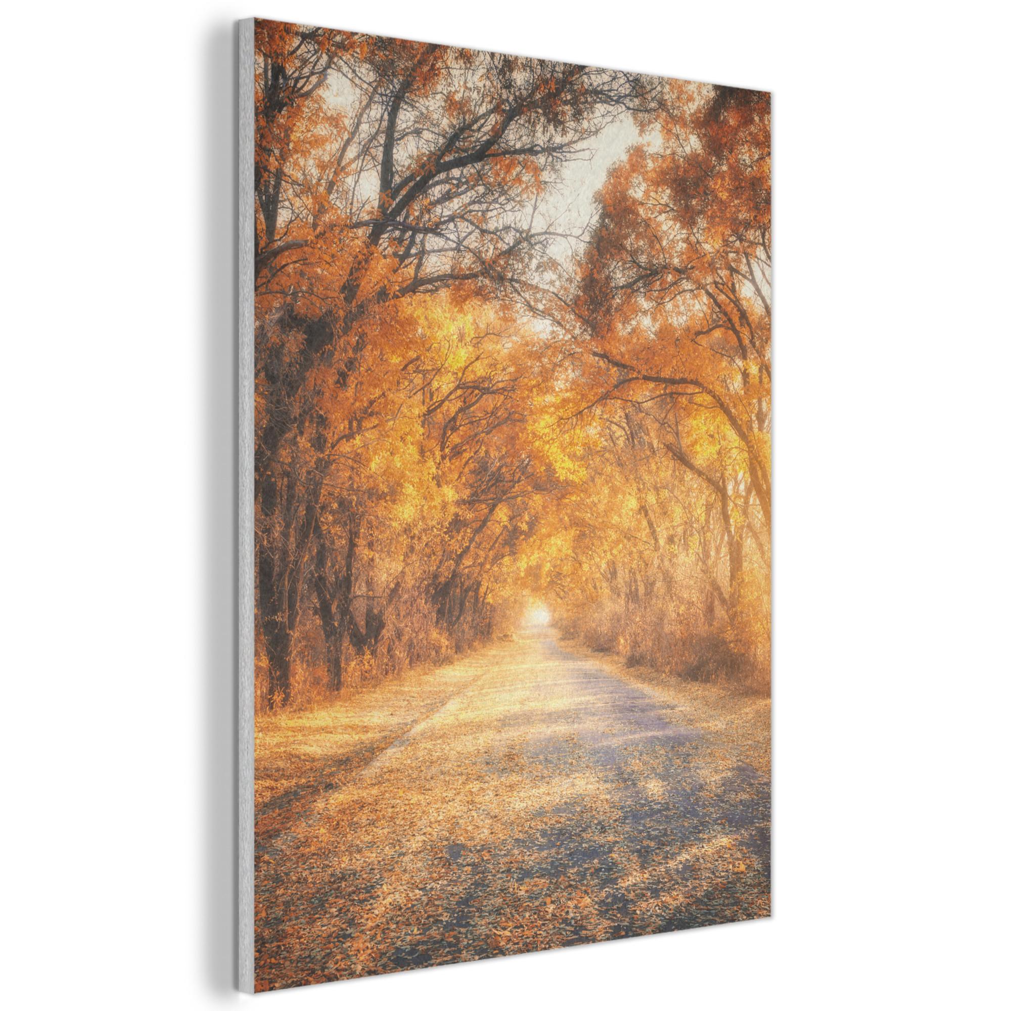 AKUSTIKBILD Wald - Herbst - Bäume - Waldweg - Natur Wandbilder 60x80 cm - Bernsteinfarben, Kunststoff (60/80/0.9cm) - MuchoWow