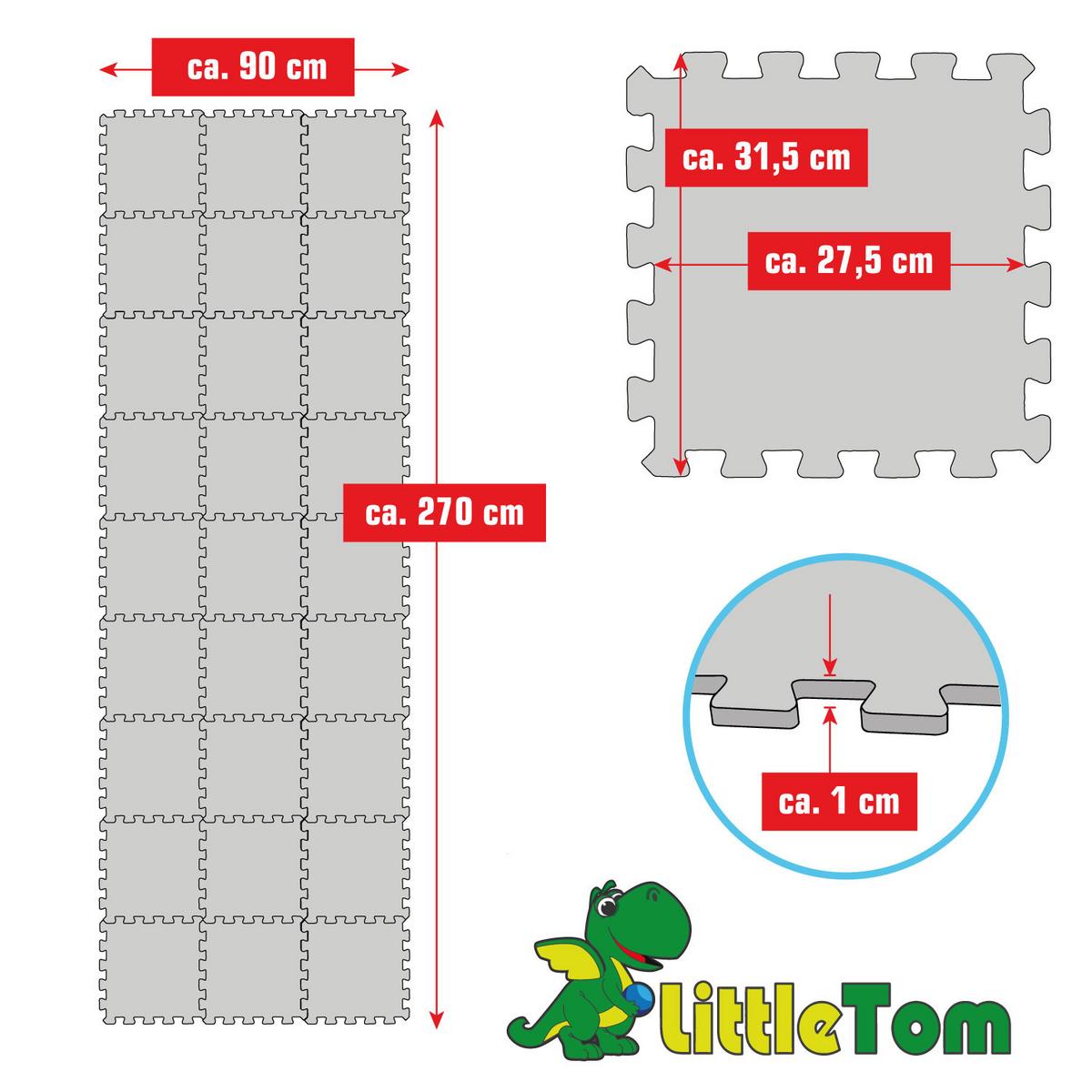 SPIELMATTE ab Null - 270/90 cm Puzzlematte Grau - Multicolor, Kunststoff (30/30cm) - Littletom