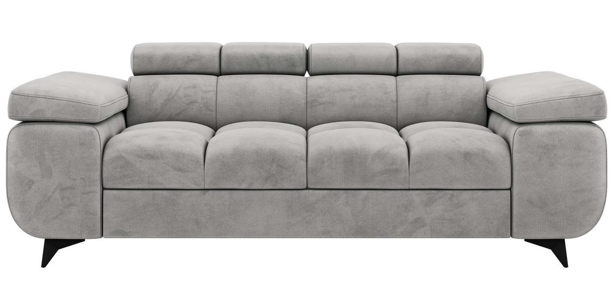 2-SITZER SOFA NIDELLO - Hellgrau Velvet - Hellgrau/Schwarz, Textil/Metall (194/70/97cm) - MKS