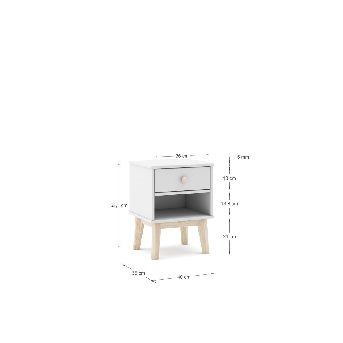 NACHTTISCH Esteban Weiß 40/35/53.1 cm - Weiß, Holz (35/53.1/40cm) - Calicosy
