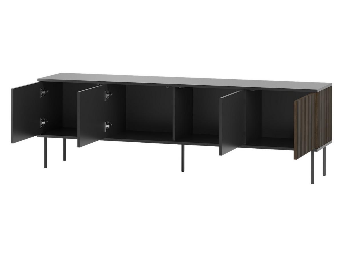 TV-LOWBOARD 180 4D Notte 07 - Nussbaumfarben/Schwarz, Holzwerkstoff/Metall (182/57/39cm) - MIRJAN24