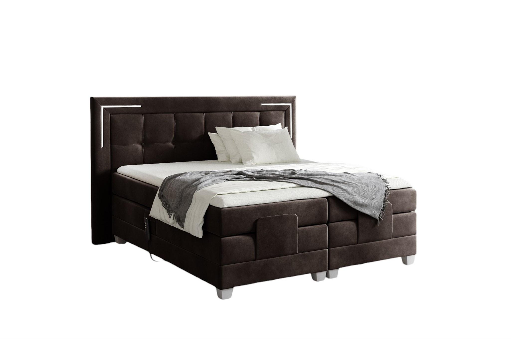BOXSPRINGBETT Bett Elektrisch Dores - Dunkelbraun, Holzwerkstoff/Textil (120/200cm) - Fun Möbel