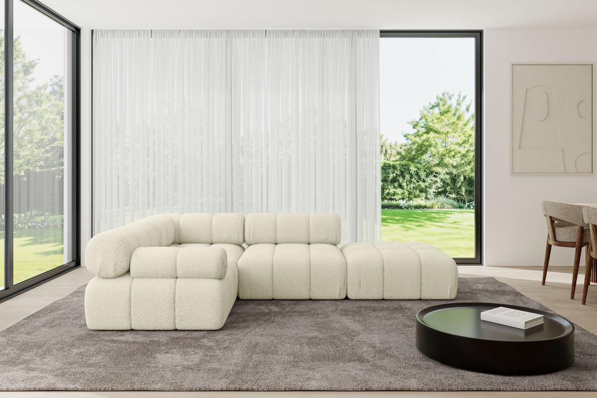 ECKSOFA modulares Sofa Felto-L1 - 285x190x70 cm Beige Bouclé - Beige, Holzwerkstoff/Textil (285/190cm) - ALTDECOR