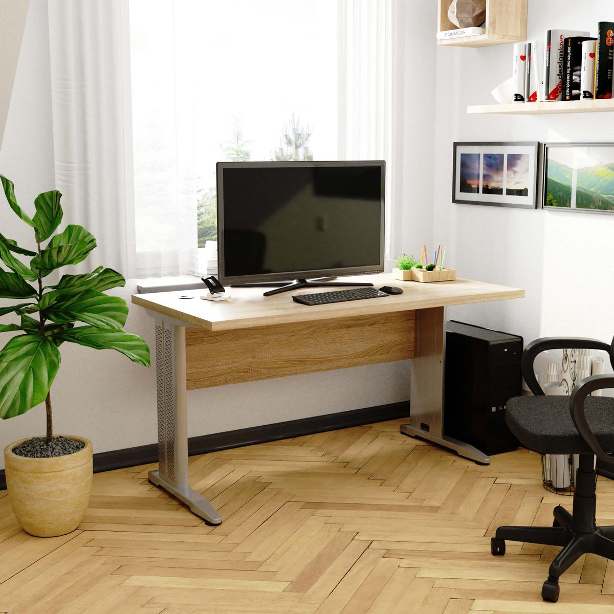 SCHREIBTISCH Eiche Sonoma 76/135/60 - Sonoma Eiche, Holzwerkstoff (160/70/76cm) - RAUMHIRSCH FURNITURE