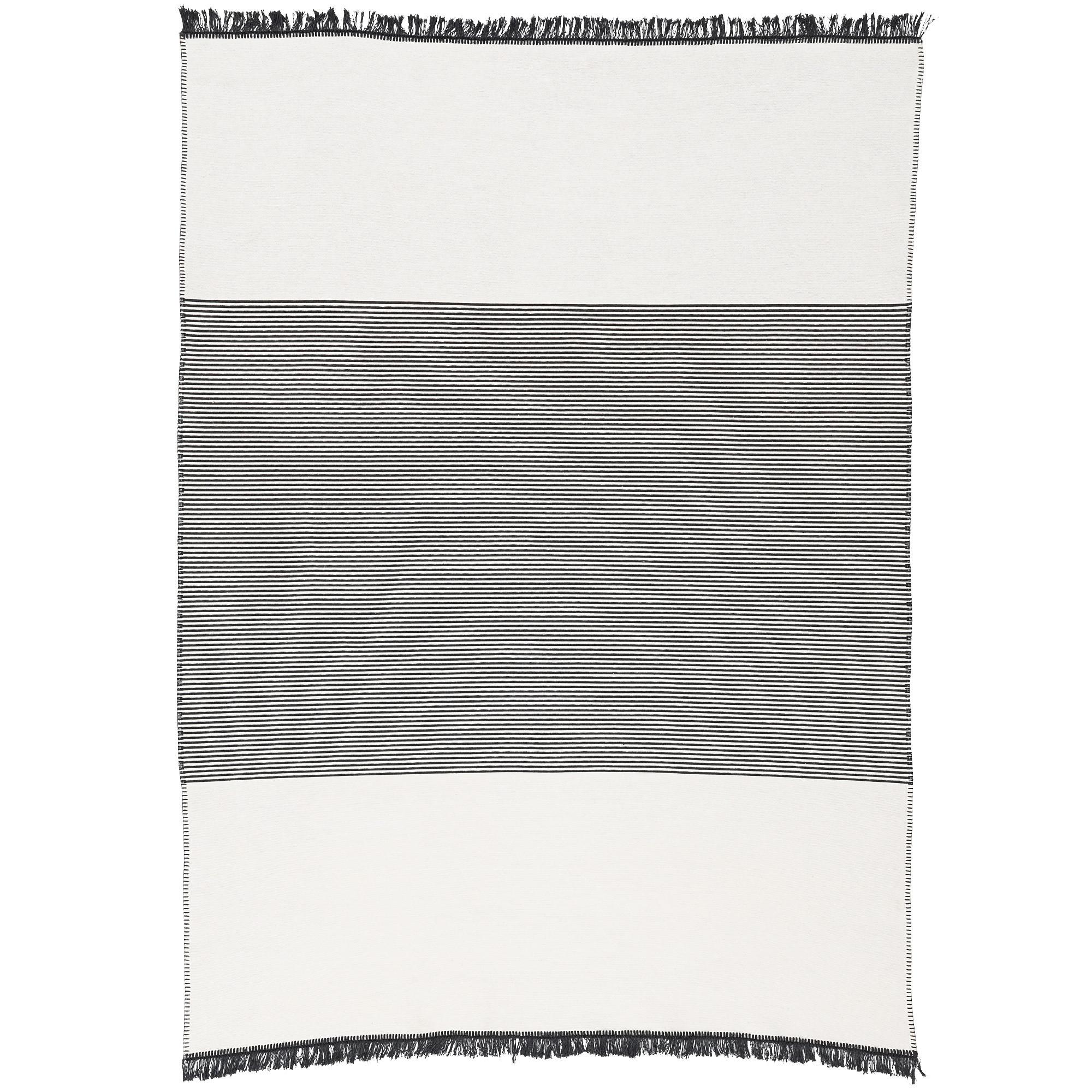 TEPPICH BEIDSEITIG ETHNO KELIM LINES - Schwarz/Grau, Textil (120/170cm) - Pergamon