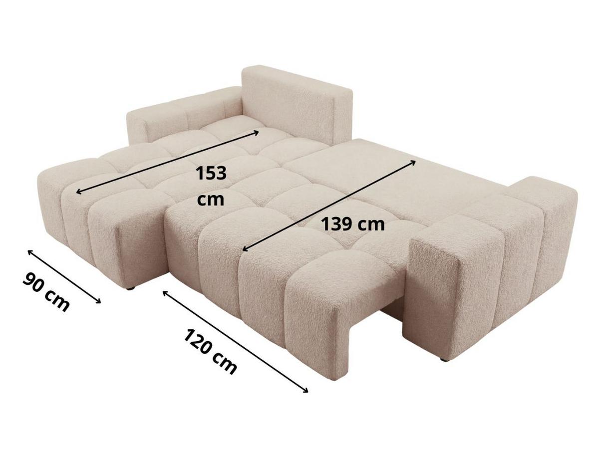 ECKSOFA Bresso Bouclé-Stoff Beige - Beige, Holz/Textil (255/168cm) - Graingold