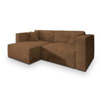 ECKSOFA NERIO Kupferfarben Kordstoff mit Schlaffunktion - Kupferfarben, Holz (245/148cm) - MASSENO