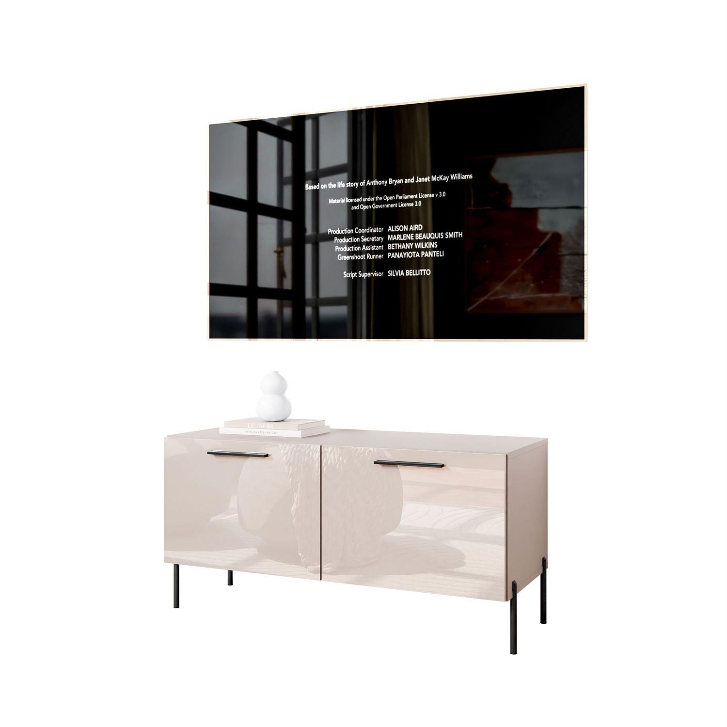 TV-ELEMENT AURA 100 KASCHMIR Hochglanz auf geraden schwarzen Beinen - Kaschmir/Schwarz, Holzwerkstoff (100/50/40cm) - Lookway