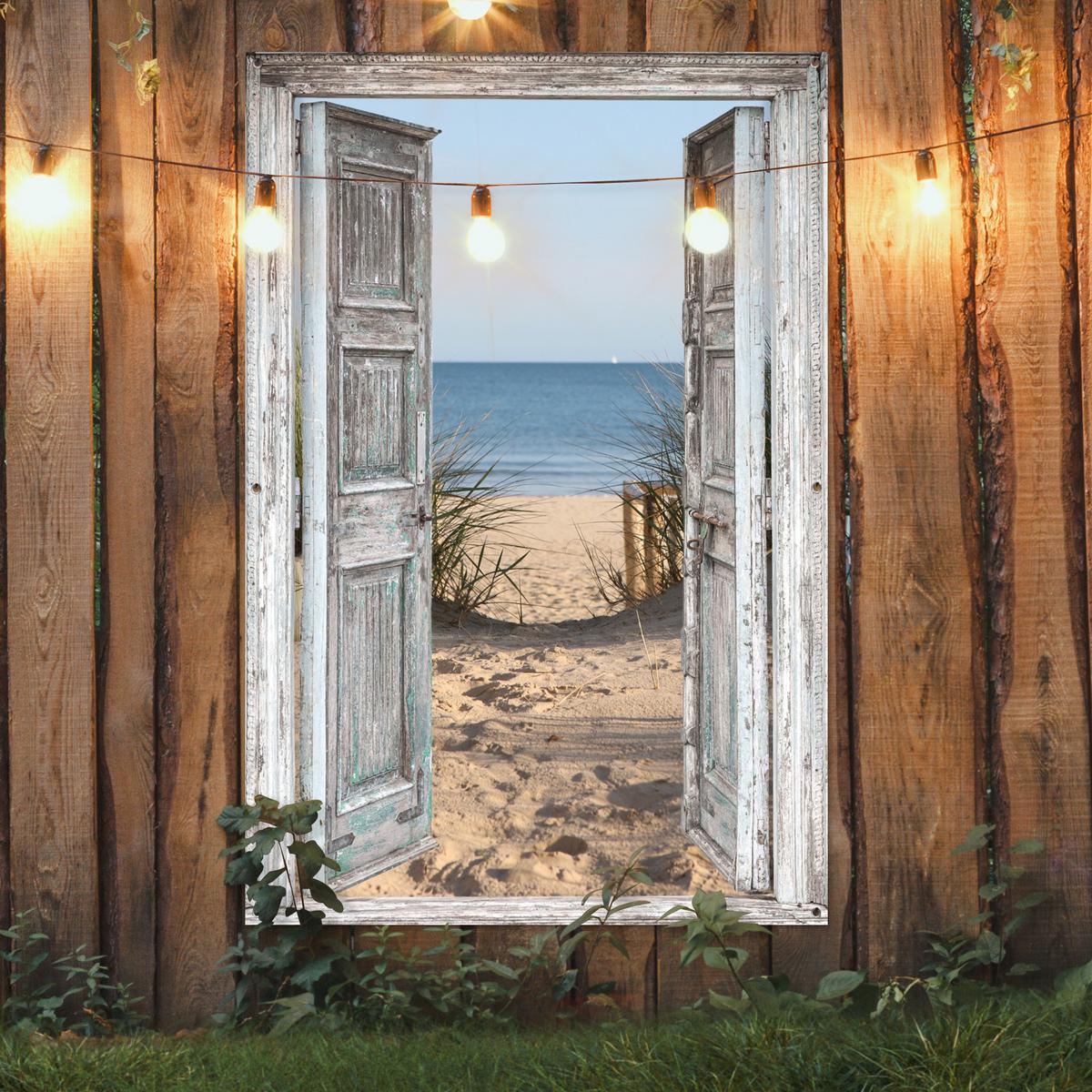 GARTENPOSTER Düne - Strand - Aussicht - Sommer Bild 120x180 cm - Hellgrau, Kunststoff (120/180/0.2cm) - OnlyWow