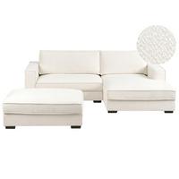 ECKSOFA Bouclé Cremeweiß mit Ottomane linksseitig Renders - Beige/Creme, Textil (257/136cm) - Beliani