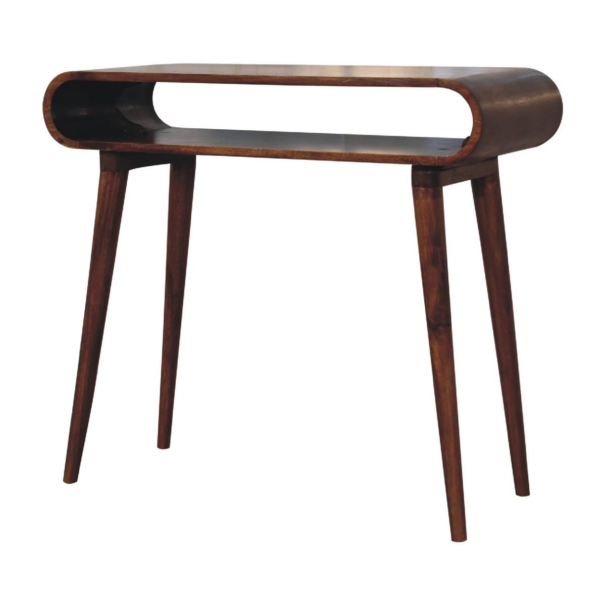KONSELENTISCH aus Massivholz, Offener Lagerraum, Braun - Kastanienfarben/Messingfarben, Holz/Metall (35/90/80cm) - Artisan Furniture