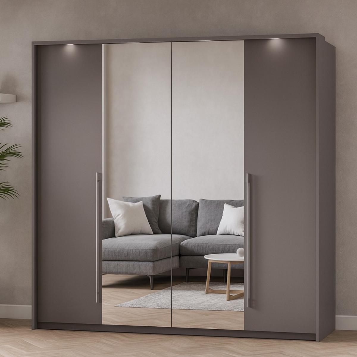 DREHTÜRENSCHRANK Bremco mit 2 Türen und Spiegel, Cappuccino, 255 cm - Cappuccino, Holzwerkstoff (255/219/65cm) - Beautysofa