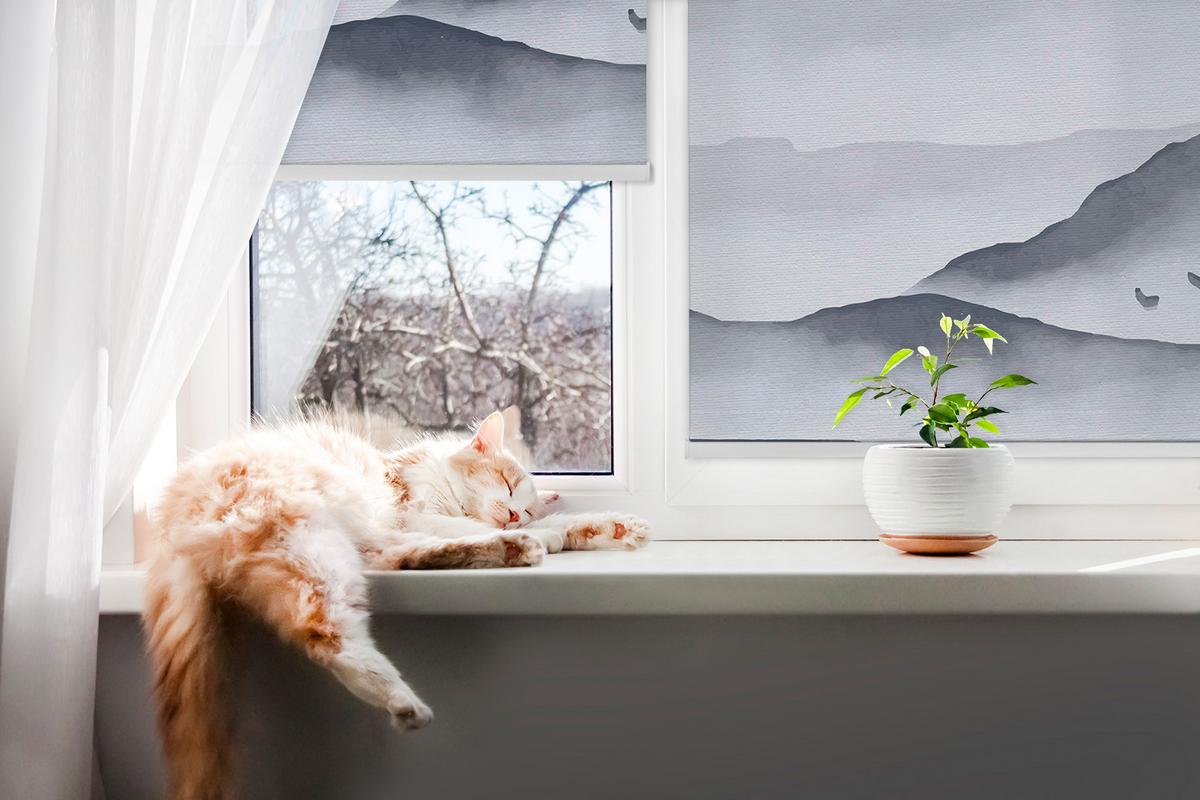 INNENROLLO - Fensterrollo - Rollo - 60x40 cm - Berge im Nebel - Grau, Kunststoff (60/140/0.5cm) - TULUP
