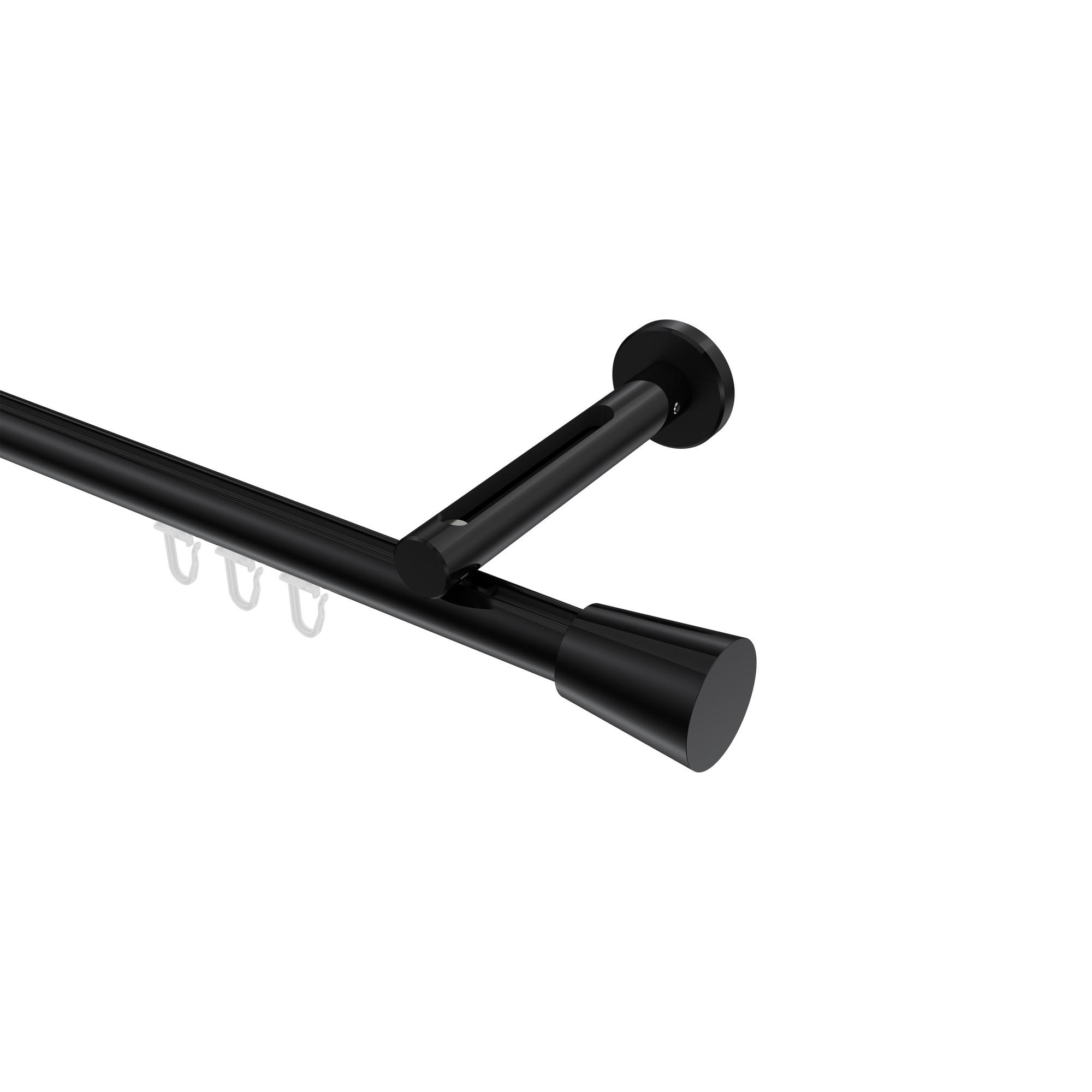 GARDINENSTANGE INNENLAUF Siteno Sitra 480 cm (geteilt in 3 x 160 cm), 1-läufig, 20 mm Ø Schwarz - Schwarz, Metall (480cm) - INTERDECO