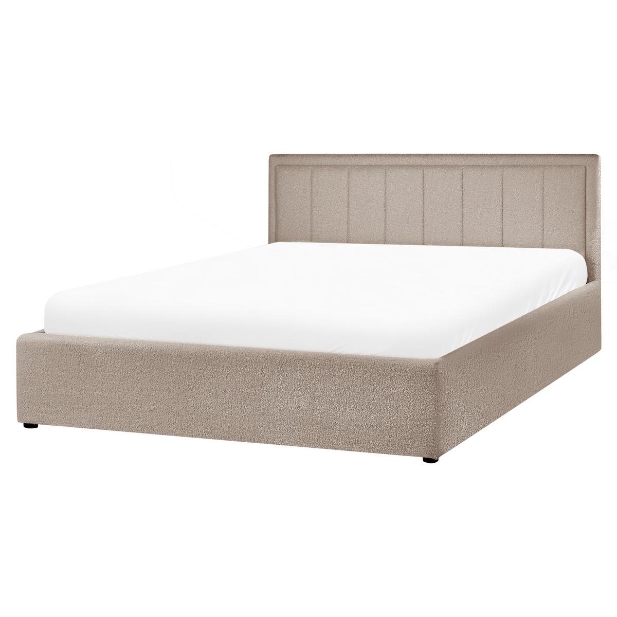 BETT mit Stauraum 160/200 cm Bouclé Taupe Montlaur - Taupe, Textil (160/200cm) - Beliani