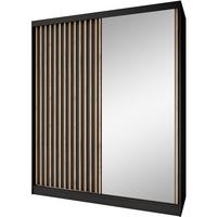 SCHWEBETÜRENSCHRANK Donatello mit 2 Türen. 180 cm, Schwarz+eiche Artisan - Schwarz/Eiche Artisan, Holzwerkstoff (180/205/60cm) - Beautysofa