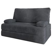BETTSOFA LADIA aus Schaumstoff Kordstoff Grau Schlaffunktion - Dunkelgrau, Textil (140/86/60cm) - MASSENO