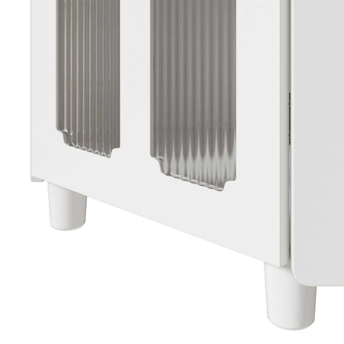 ECKSCHRANK in Weiß lackiert mit App-gesteuerter LED & Glasvitrine - Weiß, Holzwerkstoff (63/124/45cm) - Urban Meuble