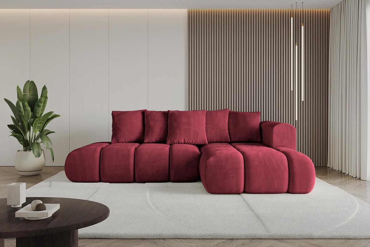 ECKSOFA Ottomane Rechts CLOUD-L-v1 280x185x90 Bordeaux Velours - Bordeaux, Holzwerkstoff/Kunststoff (185/280cm) - ALTDECOR