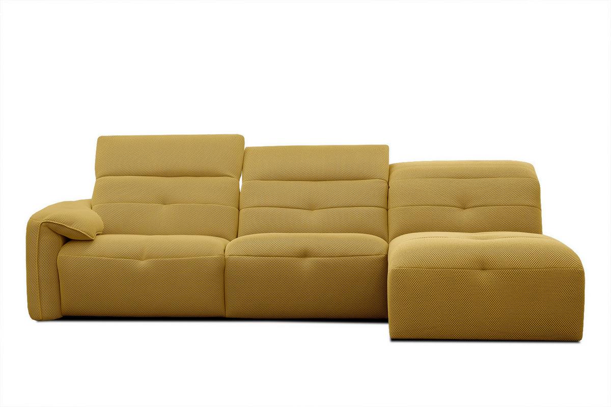 ECKSOFA TRENTO 4-Sitzer mit 1 Relaxfunktion, gelb - Gelb/Schwarz, Holzwerkstoff/Kunststoff (262/165cm) - Wozimo