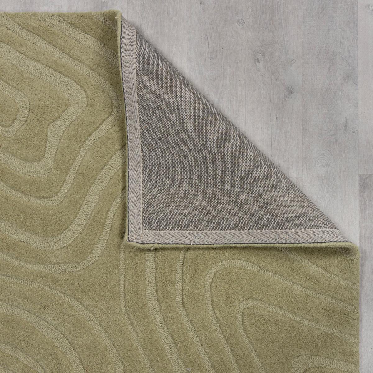 WOLLTEPPICH LEVEN, abstrakt, Olivegrün, Ø 160 cm - Grün, Textil (160/160cm) - KADIMA DESIGN