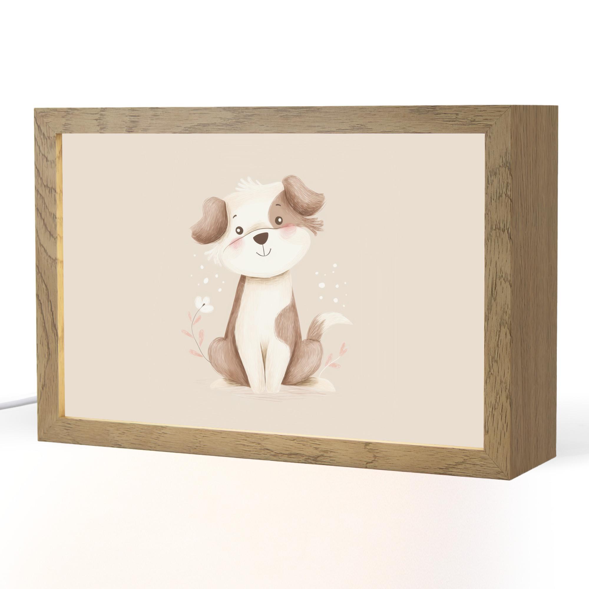 NACHTTISCHLAMPE Hund - Gefleckt - Braun 30x20 cm - Beige, Holzwerkstoff (8/30/20cm) - OnlyWow