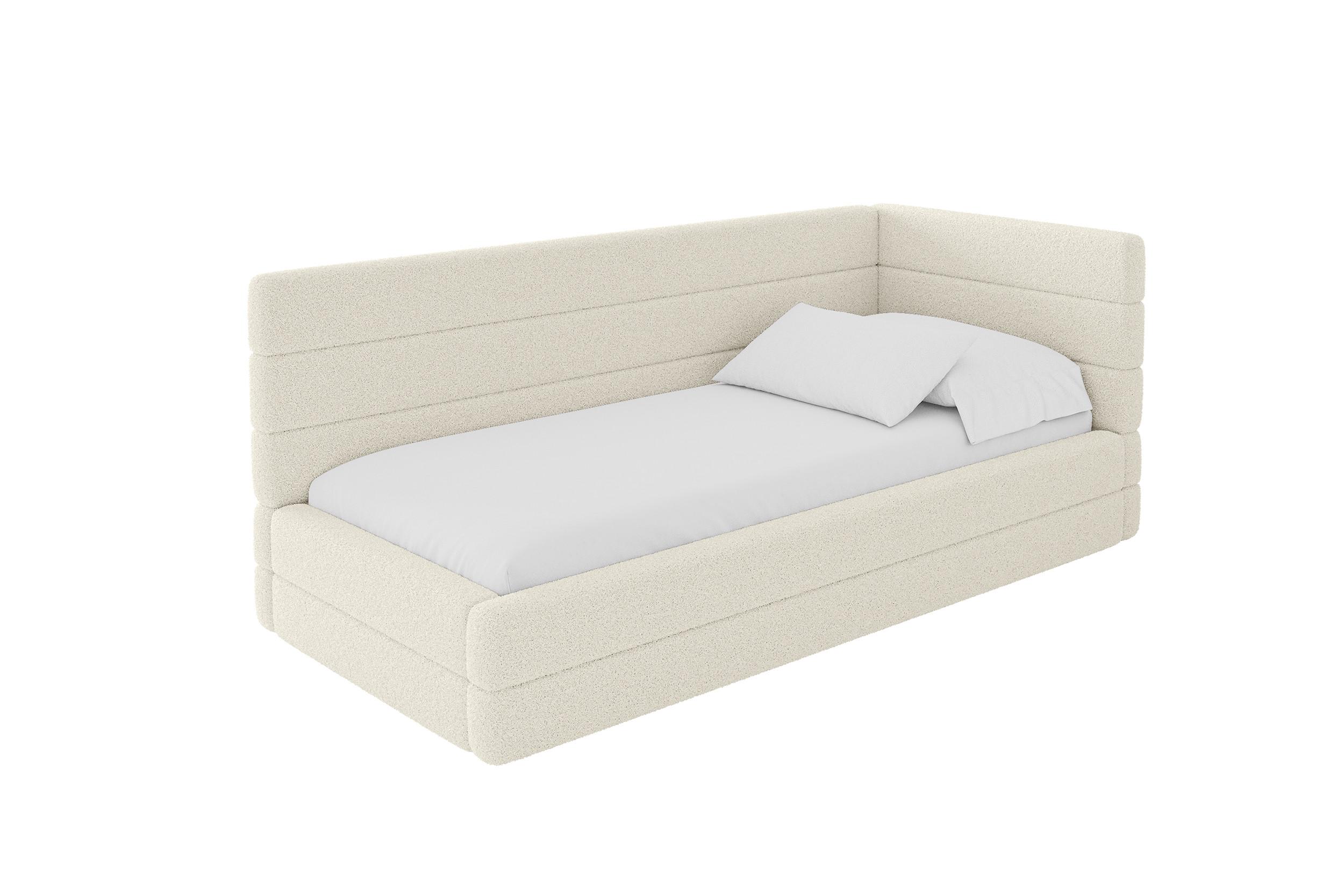 EINZELLBETT Jugendbett mit Bettkasten und Matratze H3/H4, Links - BEMY 100x200 Beige - Champagner, Holzwerkstoff/Textil (100/200cm) - ALTDECOR