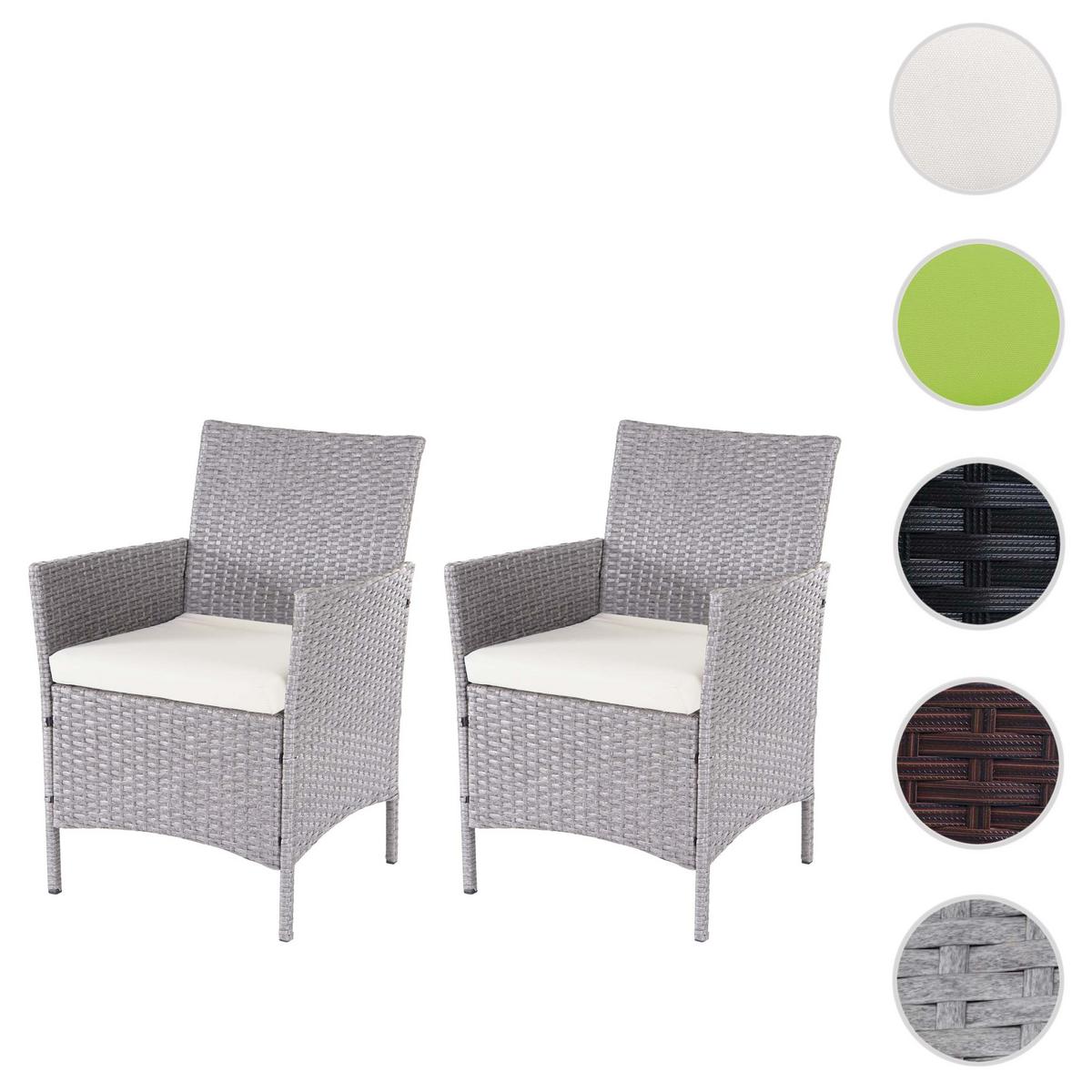 POLY-RATTAN SESSEL HALDEN Grau, Cremeweiß 2er-Set - Creme/Grau, Kunststoff (59/83/60cm) - MCW