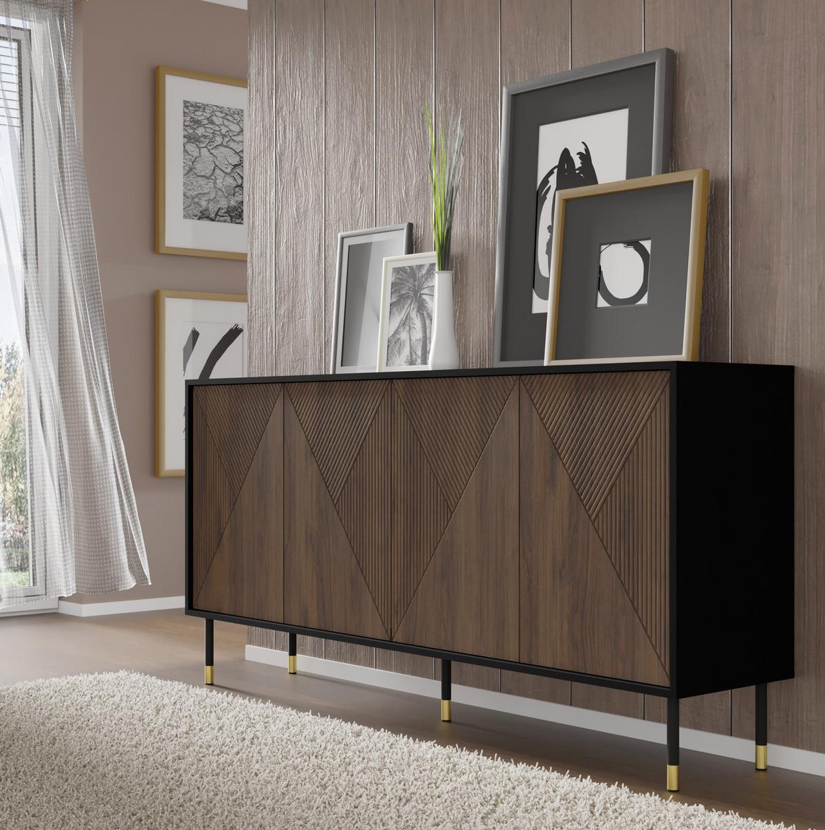 KOMMODE Schwarz, Catania Eiche 180/89/40 - Schwarz, Holzwerkstoff (180/89/40cm) - RAUMHIRSCH FURNITURE