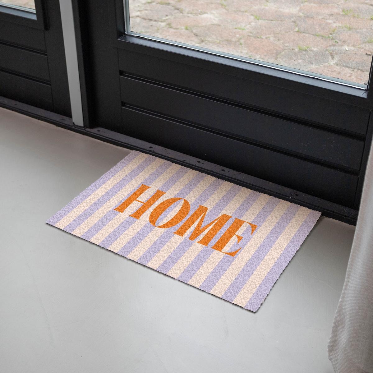 FUSSMATTE Lila – Orange – Streifen – Startseite 60x40 cm - Flieder, Kunststoff (60/0.4cm) - MuchoWow