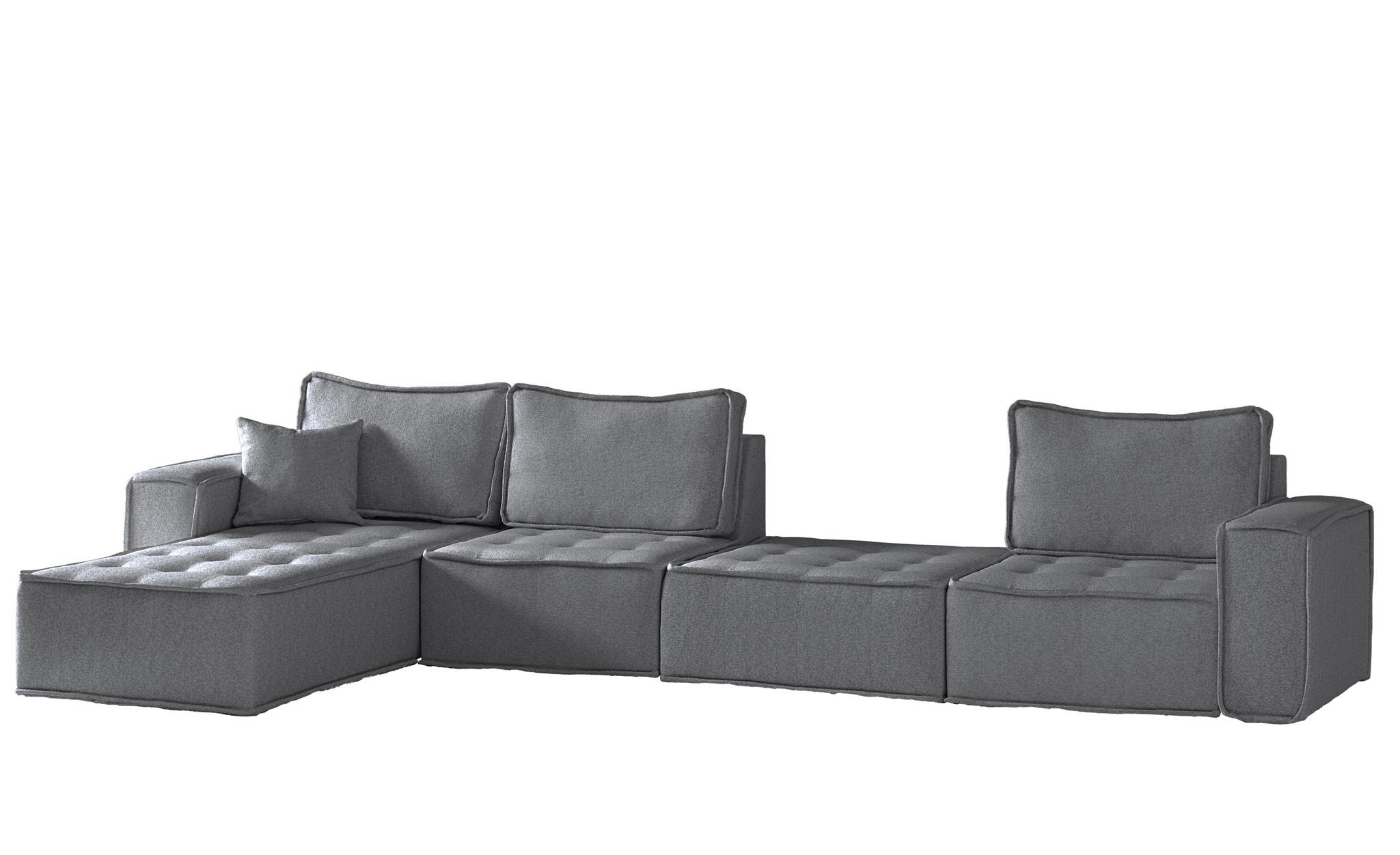 ECKSOFA Sande Xl In Alpine - Anthrazit, Holzwerkstoff/Textil (372/192cm) - Fun Möbel
