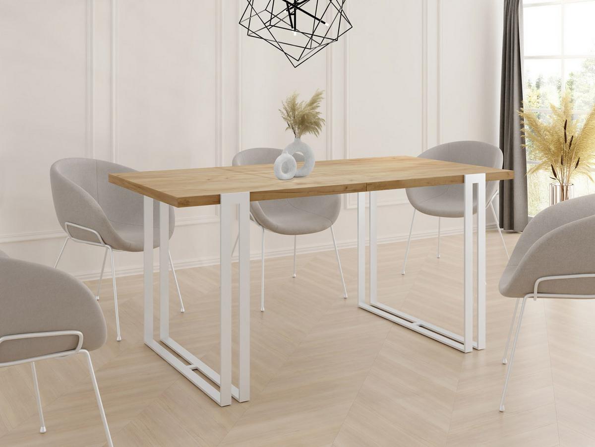 ESSTISCH Lilo rechteckig ausziehbar, Craft Eiche 140-240/80/76 cm - Eiche Wotan/Weiß, Holzwerkstoff/Metall (80/240/76cm) - WFL GROUP