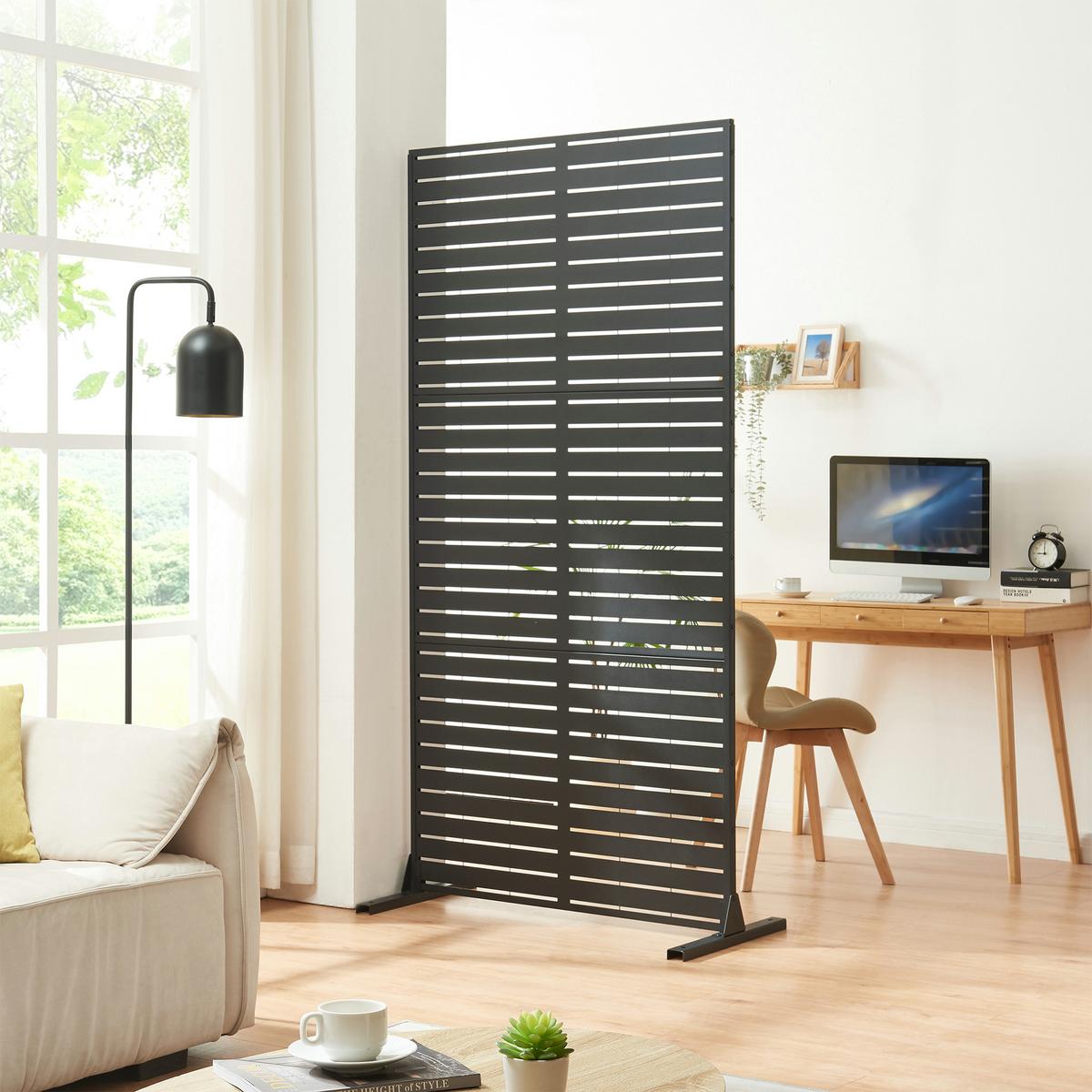 TRENNWAND Trolu - Schwarz, Metall (100/200/50cm) - casa.pro
