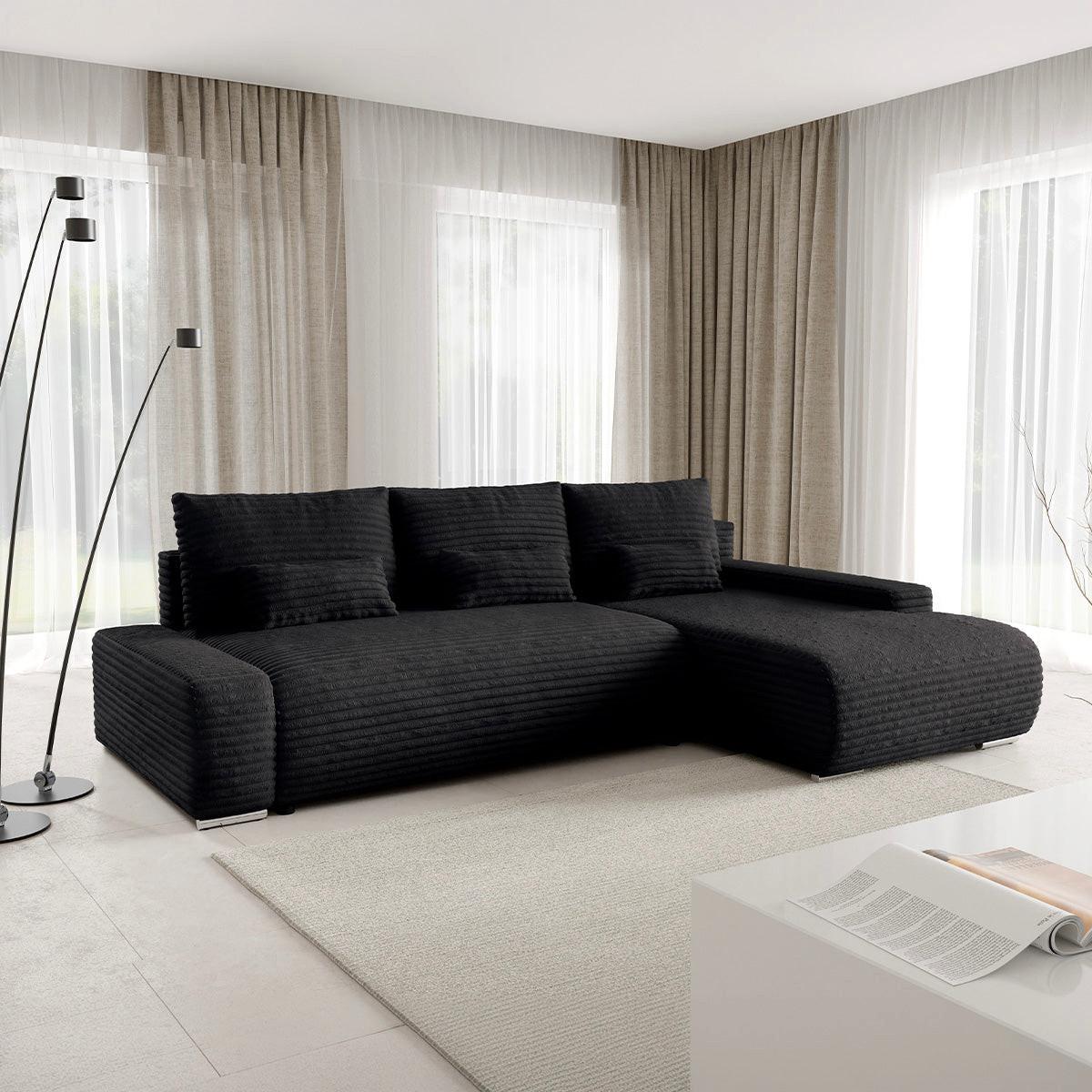 ECKSOFA Ivana 3 Sitzplätze Schwarz - Schwarz, Holz (265/172cm) - Petits-meubles