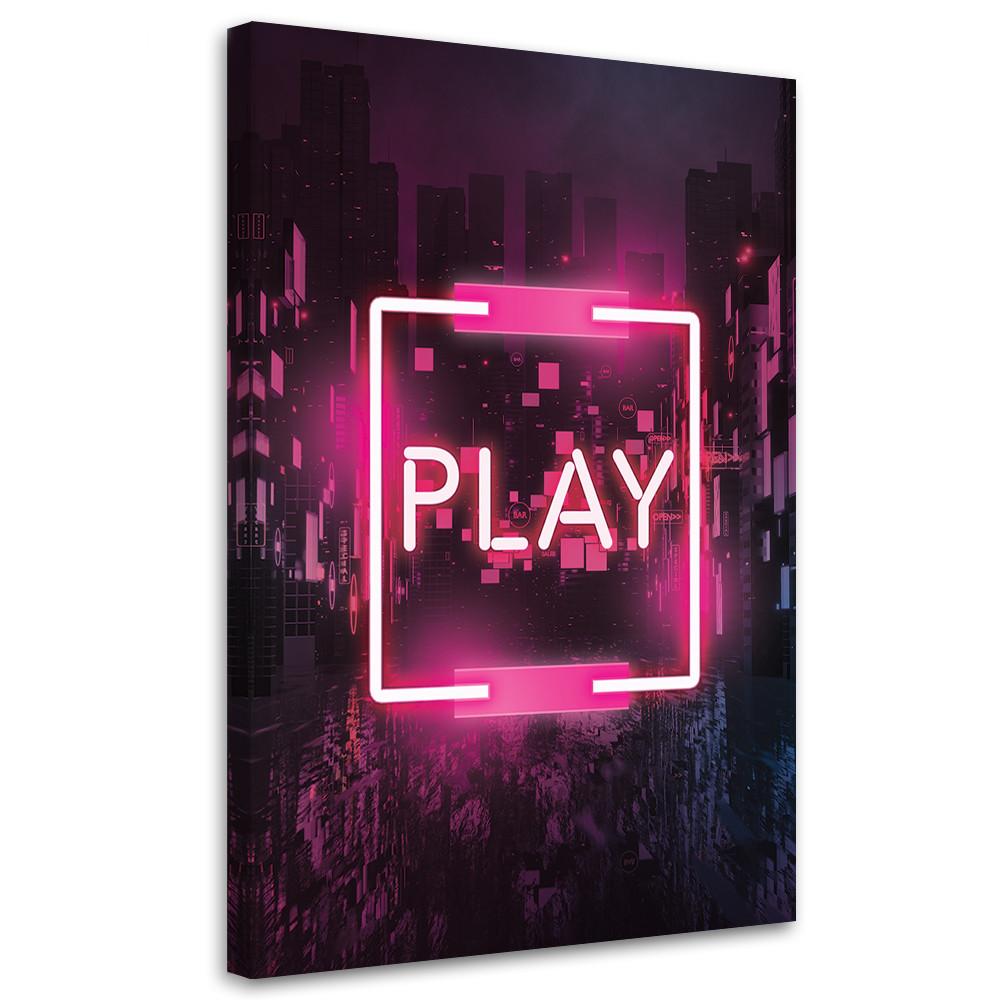 WANDBILD pink play inschrift für den spieler - Multicolor, Textil (40/60cm) - Feeby