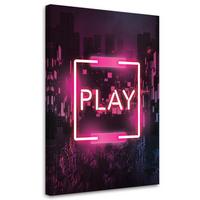 WANDBILD pink play inschrift für den spieler - Multicolor, Textil (40/60cm) - Feeby