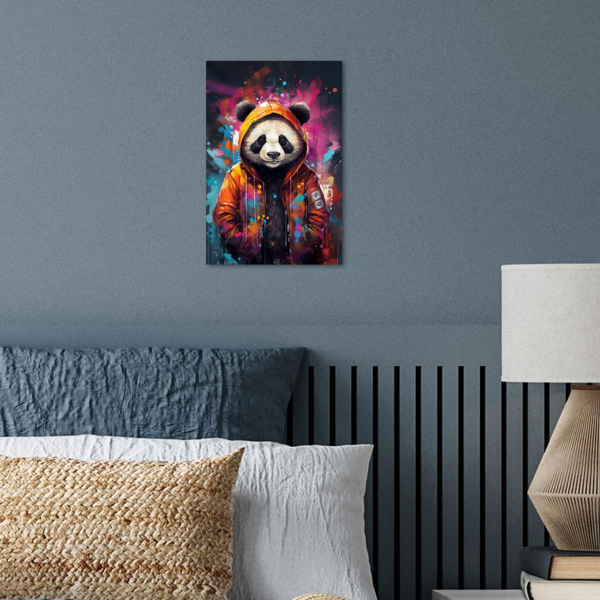 POSTER Panda - Jacke - Graffiti - Orange Room Decor 20x30 cm - Orange, Papier (20/30/0.1cm) - MuchoWow